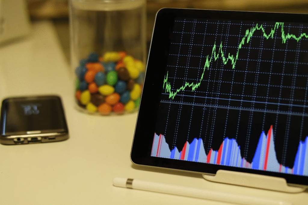 an iPad open to display financial statistics